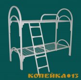 Кровати металлические двухъярусные с лестницами фото0